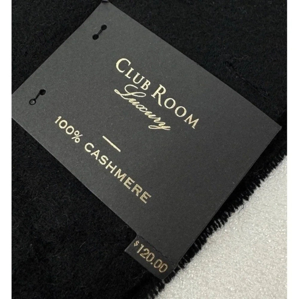 NWT‎ Club Room Men's Black 100% Cashmere Scarf $120 Retail 12x67